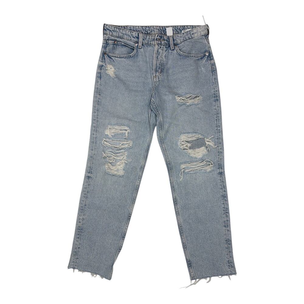 & Denim Womens Boyfriend Acid Wash Ripped Grunge Distressed Jeans Size 6